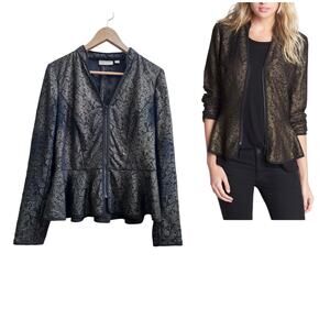 Hinge Overlay Lace Full Zip Peplum Jacket Small Goth Victorian Dark Romance